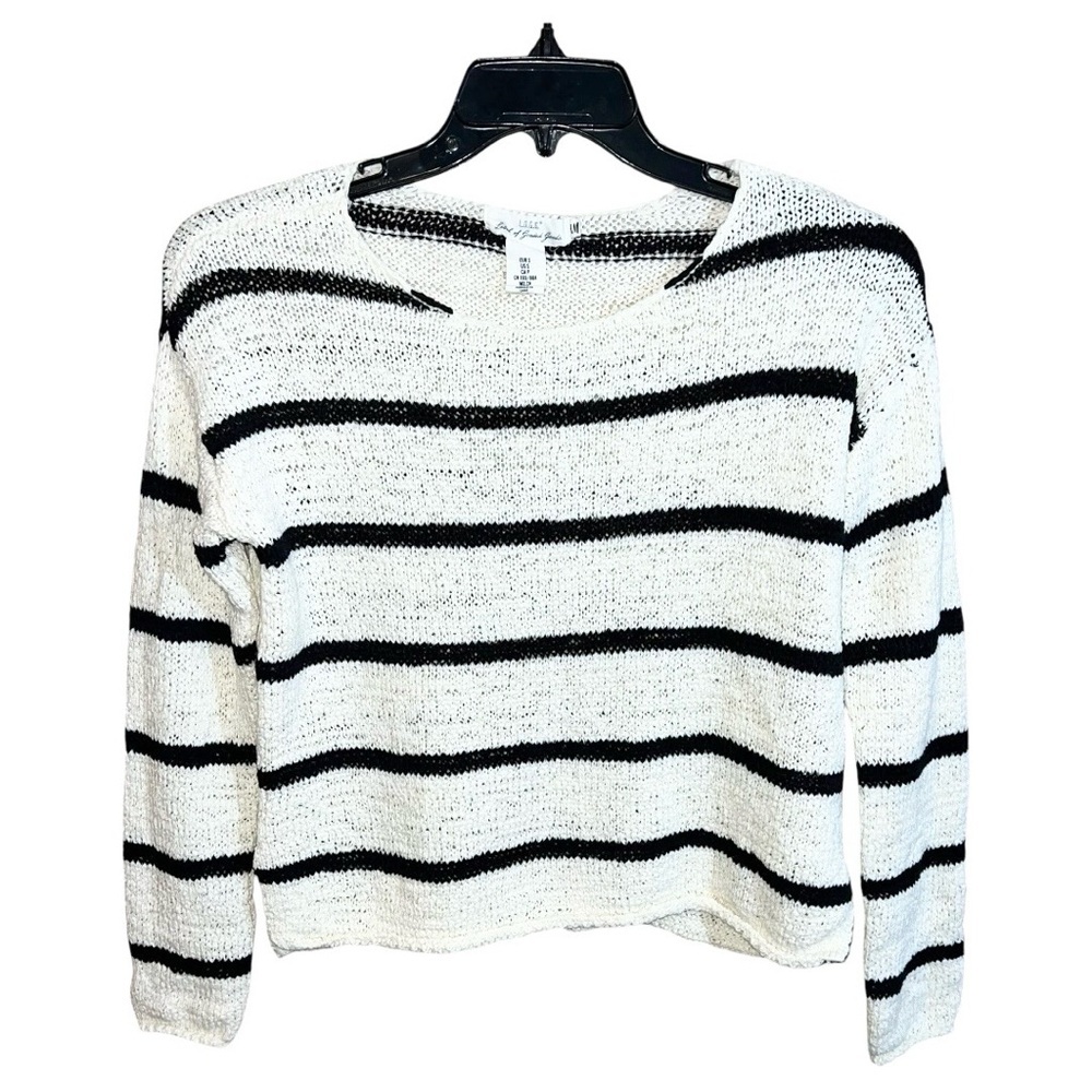 H&M Label Of Graded Goods Sweater Women’s Size S Beige Black Stripes Long Sleeve